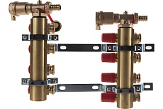 Комплект коллекторов Danfoss FHF-4 set с кронштейнами и воздухоотводчиками 4 контура 088U0704