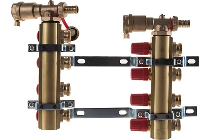 Комплект коллекторов Danfoss FHF-4 set с кронштейнами и воздухоотводчиками 4 контура 088U0704