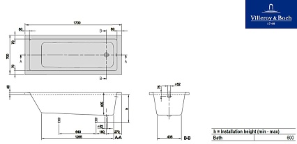 Акриловая ванна Villeroy&Boch Targa Plus Mono 170x70 см