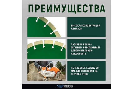 Диск алмазный Standart Plus сегментный армированный бетон (350х25.4/20 мм) KEOS DBS02.350P