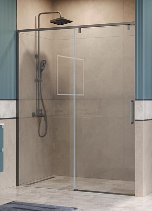 Душевая дверь BelBagno SOFT_CLOSE-1-BF-1-150-C-GM 150x200 прозрачная, оружейная сталь Душевая дверь BelBagno SOFT_CLOSE-1-BF-1-150-C-GM 150x200 прозрачная, оружейная сталь