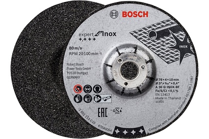 Круг шлифовальный (76x4x10 мм, 2 шт.) Expert for INOX Bosch 2608601705