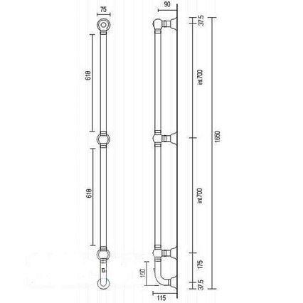 Полотенцесушитель электрический Margaroli Armonia 616 хром 9616BOXCRC-1650