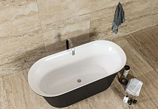 Акриловая ванна Aquanet Family Smart 170x78 см, 88778-MW-MB белый матовый/черный матовый