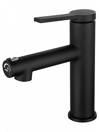 Смеситель для раковины Wonzon&Woghand WW-H1017-MB функция полоскания, черный матовый
