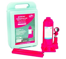 Гидравлический бутылочный домкрат 5 т в кейсе /красный/ Autovirazh AV-072405