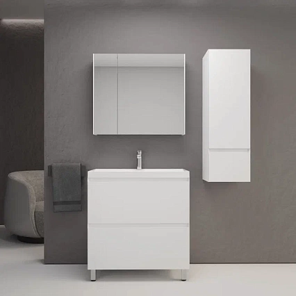 Тумба с раковиной Style Line Манхэттен 80 см напольная, белый матовый