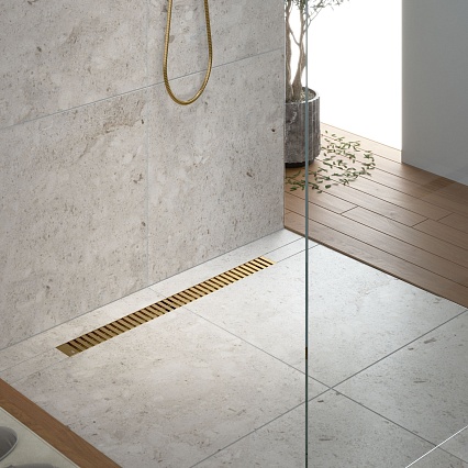 Трап для душа Timo Drain System 700 DS230107/17 70 см, вставка Lines, матовое золото