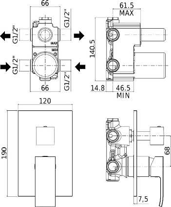 Смеситель для душа Paffoni Elle EL018NO/M черный матовый