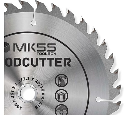 Диск пильный по дереву MKSS Toolbox Woodcutter WC1600 160x36Тх20/16 мм WC16003620