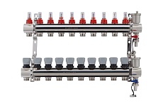 Коллекторная группа PROFACTOR латунь, с расходомерами, в сборе, 1х10 выходов 3/4 ЕК PF MB 802.10