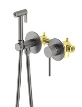 Смеситель Aquatek Европа AQ1319BGM с гигиеническим душем, оружейная сталь