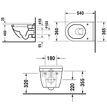 Подвесной унитаз Duravit Starck 3 22250900001 с антигрязевым покрытием