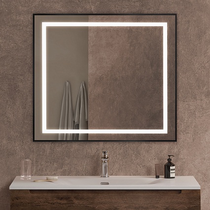 Зеркало BelBagno SPC-KRAFT-900-800-SENS-NERO 90x80 см сенсорный выключатель, черный
