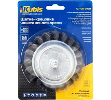 Щетка-крацовка чашечная для дрели ∅ 100 мм, стальная жгутированная проволока KUBIS 07-06-3100