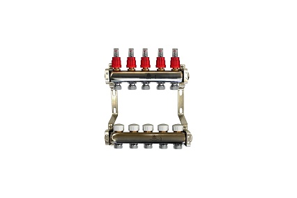 Коллекторный блок для теплого пола Gekon 1x3/4EU, 5 отверстий, GK 72105
