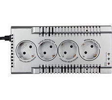 Стабилизатор SVEN VR-F1000 (≤320Вт, Вх.184-285V,4 × CEE7/4 (2*AVR, 2*сетевой фильтр) серебро SV-018818