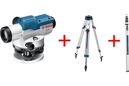 Оптический нивелир Bosch GOL 20D + штатив BT160 + рейка GR500 0.601.068.402
