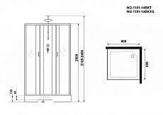 Душевая кабина Niagara Classic NG 1101-14BKTG 90x90 стекло матовое, без крыши, тропический душ, гидромассаж