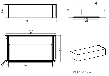 Мебель для ванной Vincea Caprise 100 см светло-серый матовый
