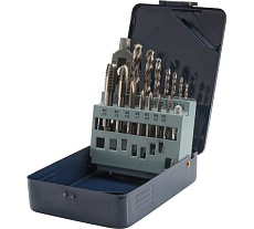 Набор метчиков однопроходных H-Tools M3-M12 HSS-G DIN352 (+ вороток, сверла) 15пр 245004HT