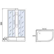 Душевая кабина Мономах 120/80/44 МЗ 120x80 хром, с рисунком, без крыши, R