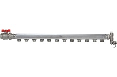 Распределительный коллектор ColSys IVR 871А 12 выходов, с шаровым краном, краном Маевского и дренажным клапаном 187111А12