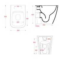 Приставной унитаз Artceram A16 ASV004 17 00 безободковый, черный матовый