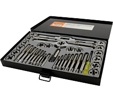 Набор метчиков и плашек 4NC40-1/2NF20 Wiederkraft 40 предметов, дюймовая резьба WDK-DTI3040