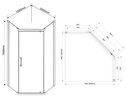 Душевой уголок Vincea Stresa VSP-1S 100x100 черный, прозрачный