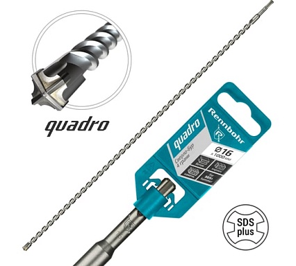 Бур Quadro (16x1000 мм; SDS-plus) RENNBOHR 511610