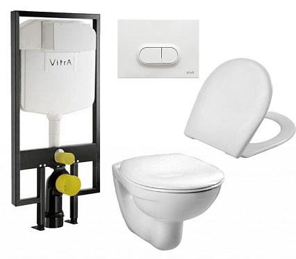 Подвесной унитаз VitrA Normus 9773B003-7203 система инсталляции VitrA V12, кнопка Loop O матовый хром, сиденье стандарт