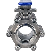 Кран шаровой DN.ru BV3232P(3pc)-FP-SW-ISO-H Ду40 Ру63 полнопроходной, под приварку, материал корпуса - нержавеющая сталь SS316, с ISO-фланцем и рукояткой