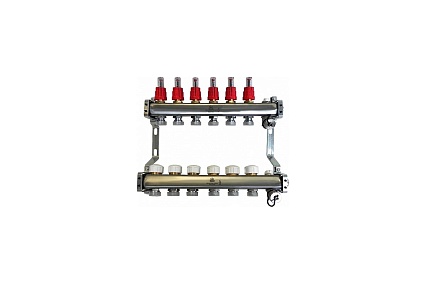 Коллекторный блок для теплого пола 1x3/4EU отв.-6 Gekon GK 72106