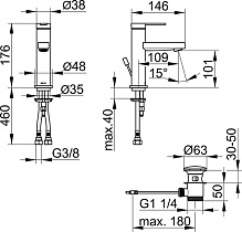 Смеситель для раковины Keuco IXMO Flat 59502013000 с донным клапаном, хром