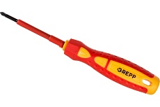 Крестовая диэлектрическая отвертка GREPP PH0х60 мм, CrV, двухкомпонентная рукоятка 202-030