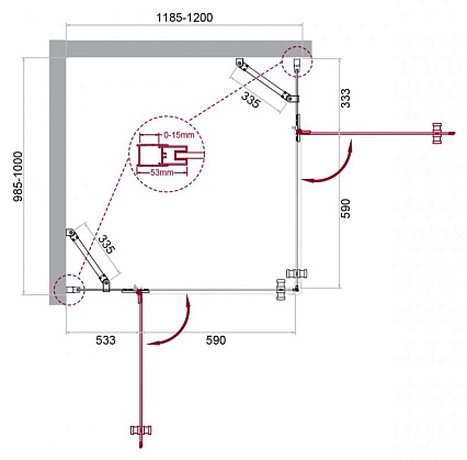 Душевой уголок BelBagno KRAFT-AH-22-120/100-C-Cr-L 120x100 прозрачный, хром, левый