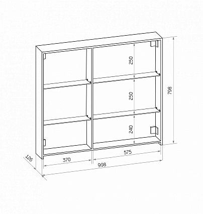 Зеркальный шкаф Art&Max Techno 100x80 AM-Tec-1000-800-2D-F-Nero с подсветкой, черный матовый