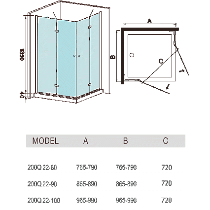 Душевой уголок WeltWasser 200Q22-90 90x90 10000002932, хром, прозрачное