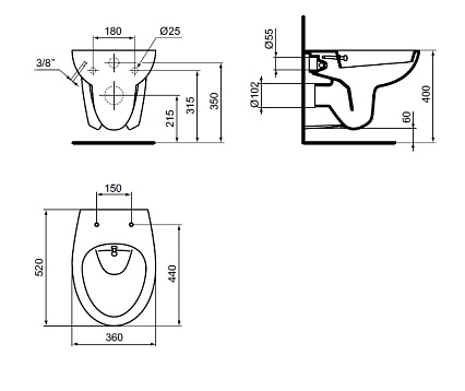 Подвесной унитаз Ideal Standard Eurovit W705501 с функцией биде