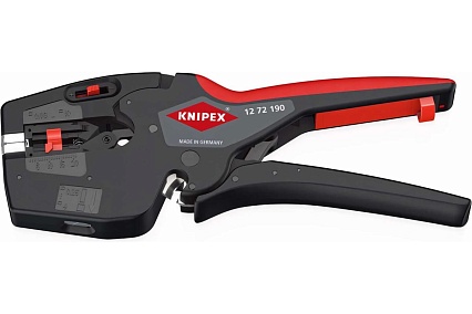 Автоматический стриппер Knipex NexStrip KN-1272190SB 3-в-1, O 0.03-10 мм AWG 32-8, рез до 10 мм, обжим: квадрат, 0.25-4 мм, 2x2.5 мм, 190 мм, SB