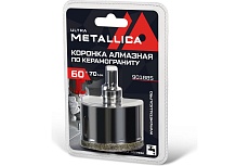 Коронка алмазная 60x70 мм, #46, со сверлом, по керамограниту, плитке, в блистере METALLICA Ultra 901885