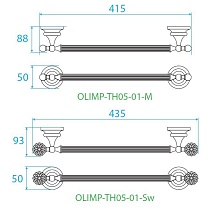 Полотенцедержатель Cezares Olimp OLIMP-TH05-01-M хром, 40 см