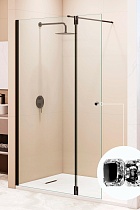 Душевая перегородка RGW Walk In WA-054B (WA-010B + Z-072B) 130x195 черный, прозрачное 351005433-14