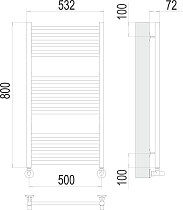 Полотенцесушитель водяной Terminus Аврора П16 500x800, 4670078529312