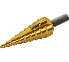 Сверло по металлу ступенчатое 4-20 мм шаг 2 мм TIN ПРОФИ Практика 798-317