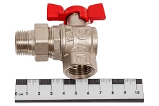 Шаровой кран Valfex PREMIUM для воды, угловой, с американкой, 1/2&quot; ВР/НР, бабочка VF.269.NB1.012.PREMIUM
