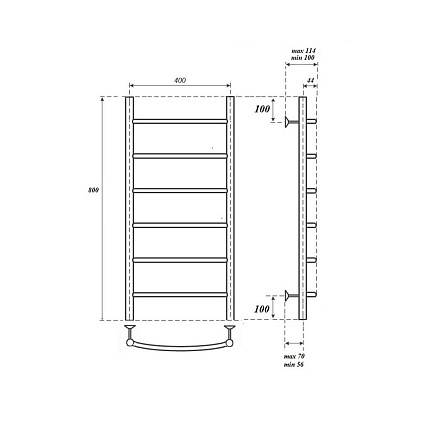 Полотенцесушитель водяной Point PN04148 П6 40x80, хром