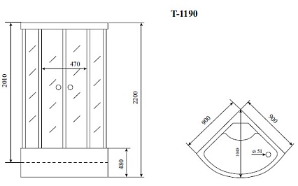 Душевая кабина Timo Comfort T-8890 90x90, c г/м, матовые стекла (Fabric Glass), хром