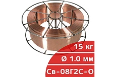 Проволока сварочная омедненная СВ08Г2С-О 1 мм, кассета 15 кг Кордленд PSV-00006